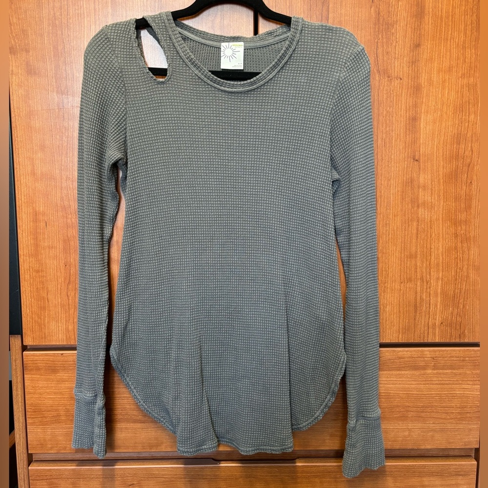 Aerie Waffle Cut Out Shoulder Long Sleeve